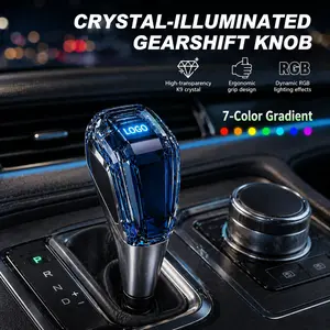 LED Crystal Gear Shift Lever 7-Color RGB Automatic Transmission Shift Knob Twist-On Installation Rechargeable Luxury Car Interior Atmosphere Lamp Shifter Modern Crystal Gear Handle for Car Modification #Summervibes outdoorfun