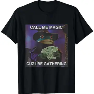  100% Cotton Crew Neck TeeCall Me Magic Cuz I Be Gathering Funny Wizard Frog Mage T-Shirt......
