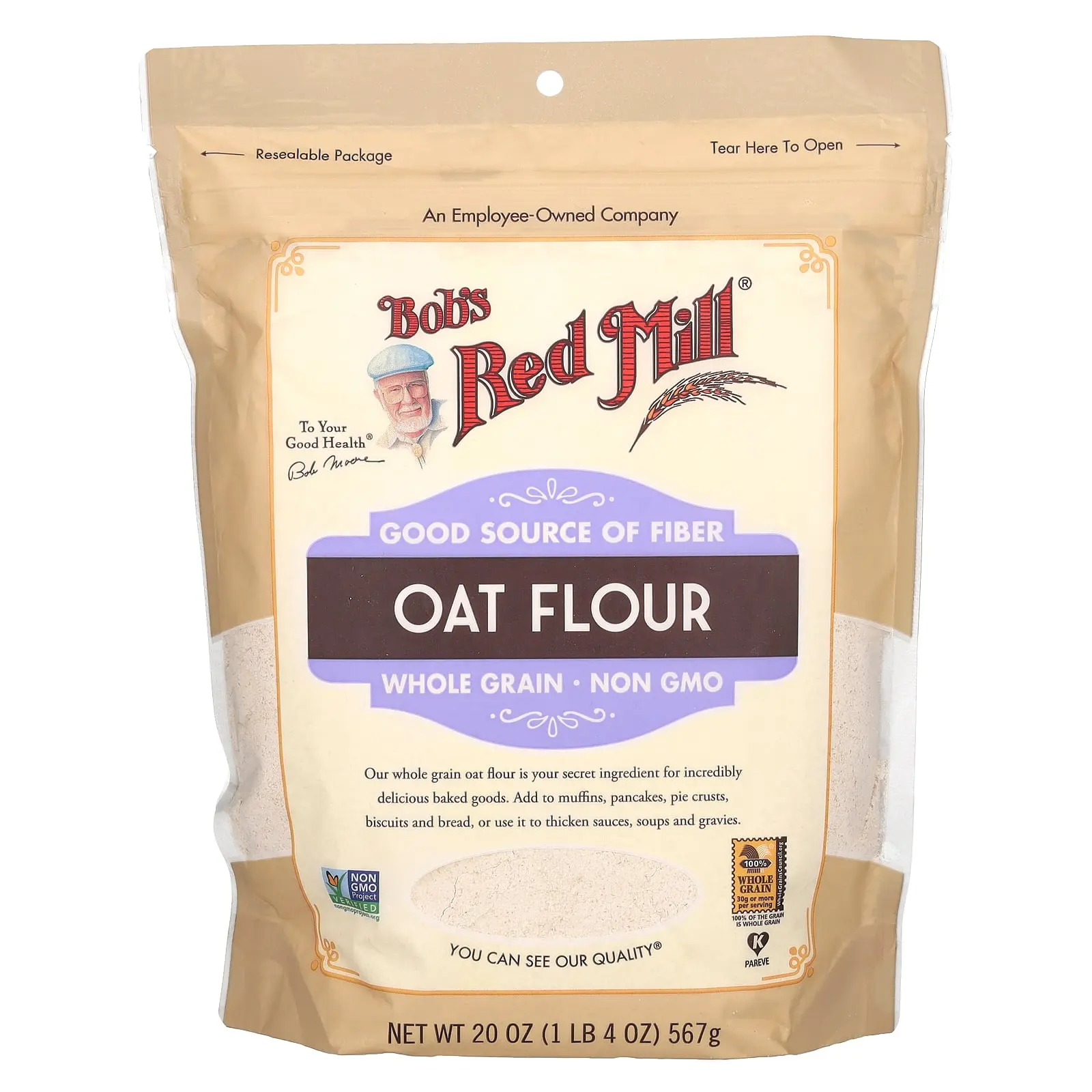 Bob's Red Mill Oat Flour, Whole Grain, 20 oz (567 g)