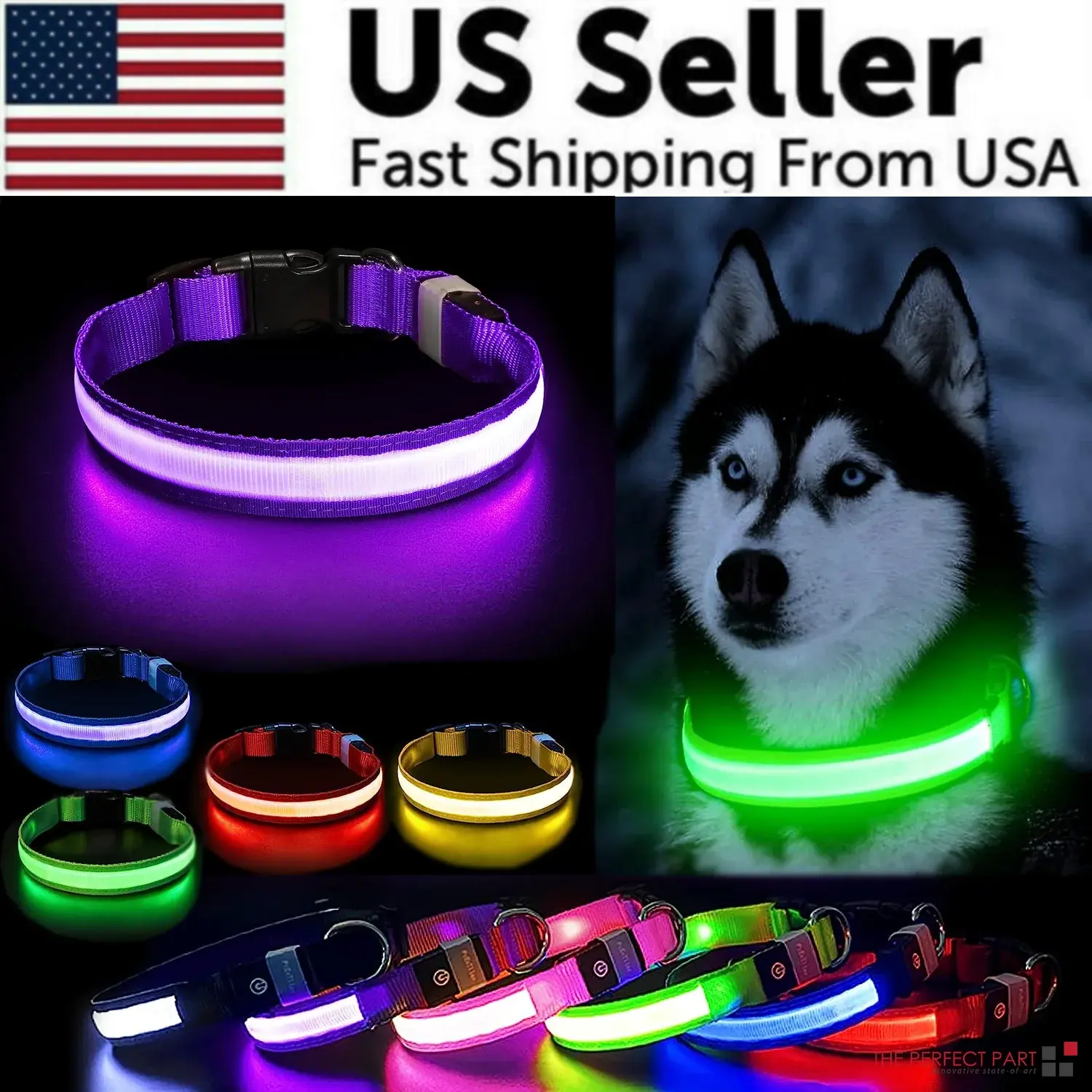 LED Glow Dog Collar – Adjustable, Waterproof, Rechargeable Light-Up Safety Collar for Pets