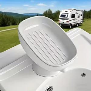 2-In-1 Bathroom Soap Holder with Suction Cup Drain Tray, Dual Storage for Round Square Large Soaps, No Fragrance, Multi-Color Packaging, Soap Dish with Drainage, Bathroom Accessories