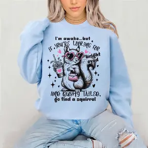 Bright Eyed And Bushy Tailed Crewneck Sweatshirt Gildan Everyday Style Super Soft Unisex Fit Streetwear Graphic Top warm Womenswear Casual Printed Long Sleeve sarcastic work