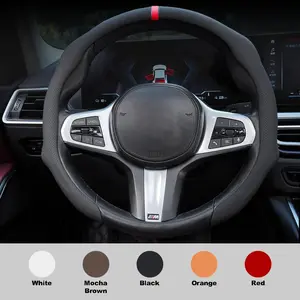 Napa Leather 5D Universal Steering Wheel Cover with Centering Mark Quick Install Non Slip Breathable Ultra Thin Fit for All Seasons Automotive Accessory White premium quality Wheel Cover for GMC - Steeringwheelcover