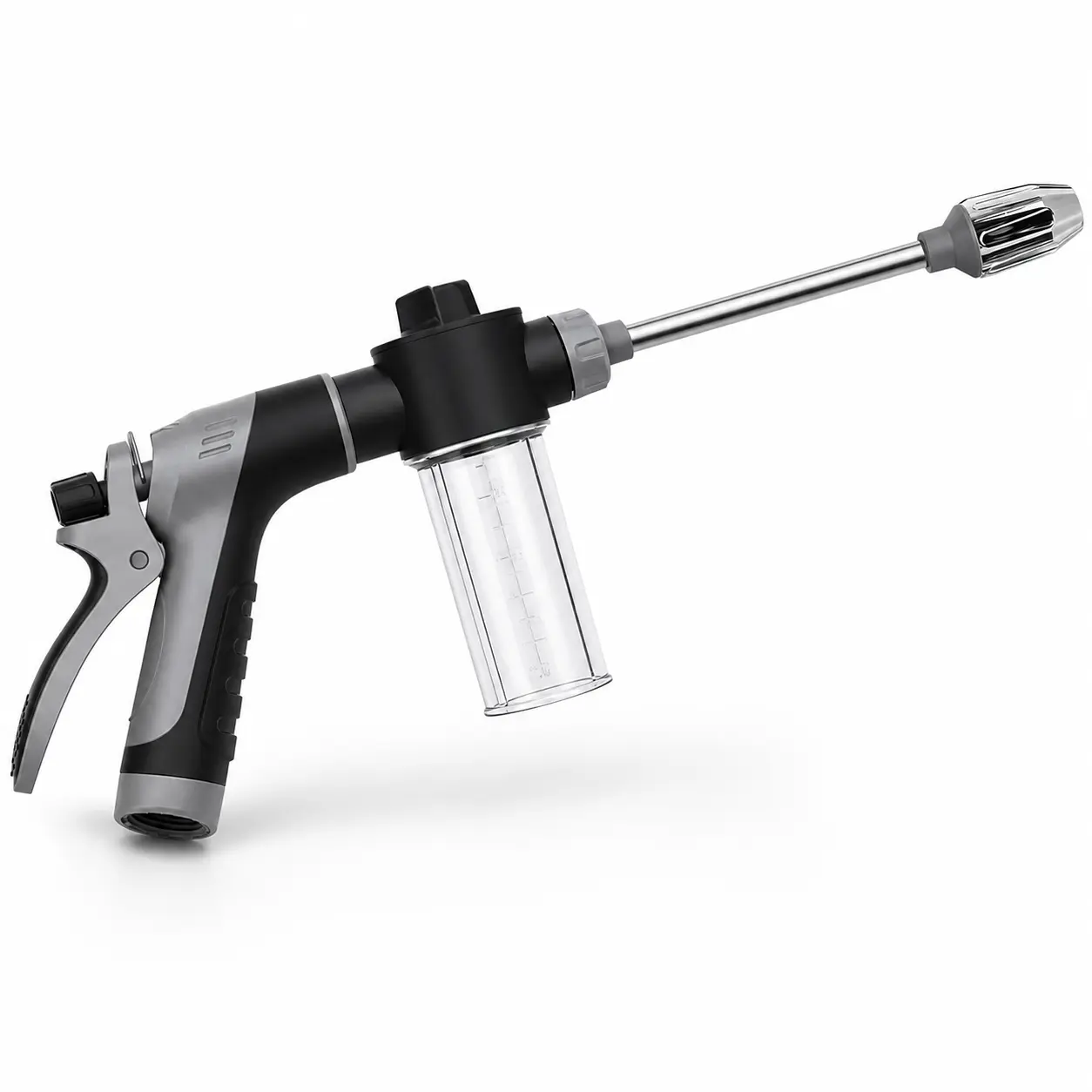 High Pressure Car Wash Spray Gun with Soap Dispenser, 9.25'' ABS Metal Wand, Standard NPT Long-Reach Garden Hose Nozzle for Car Washing, Plant Watering