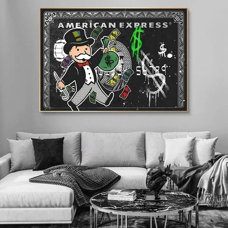 Alecs Monopoly Express Vintage Graffiti Graphic Print Paper Poster - No Frame, Up to 65% Off, Vintage Art Creative Design Print Artistic Home Decor Wall Decoration for Home Room, Wardrobe
