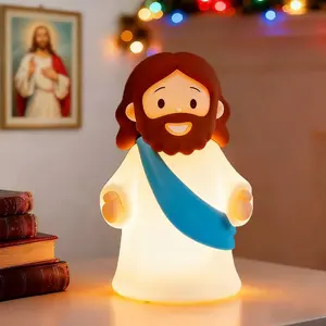 Jesus Night Light Rechargeable Bedside Night Light Dimmable Silicone LED Light touch control, Ideal for Religious Gatherings, Gifts for Sunday School, Baptism Presents, Easter Egg Decorations