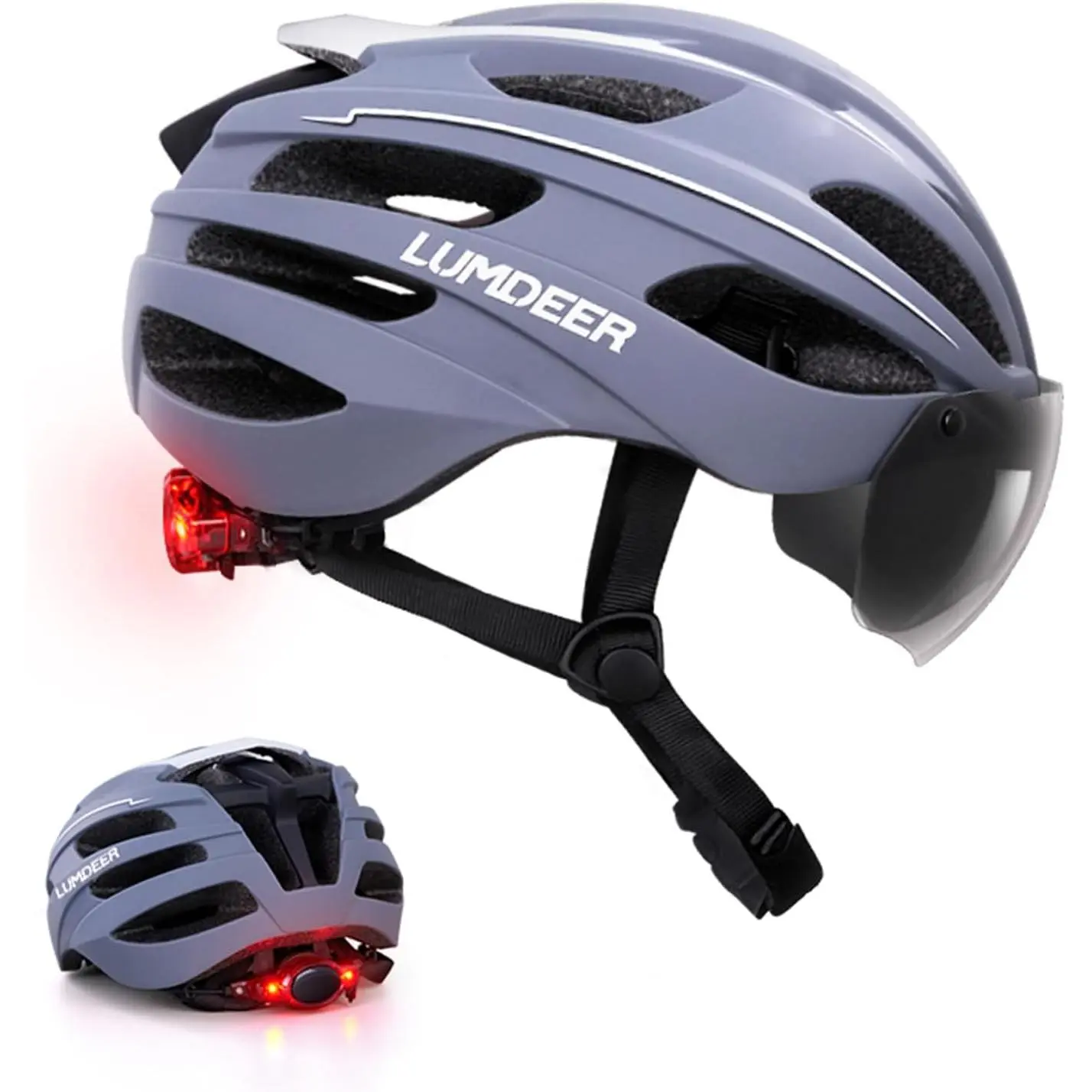 Lumdeer RC1 Lightweight Adult Road Cycling Helmet - 293g, Polycarbonate Shell, 24 Optimized Vents, EPS Foam, Low Profile, USB Rechargeable Safety USB Light, Quick Dial Adjust System, Custom Fit, Magnetic Goggles Compatible