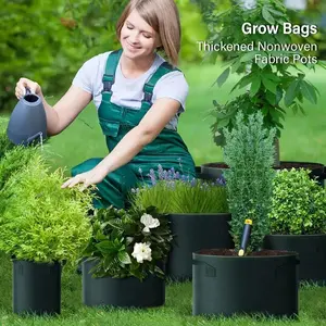 5 Pack 5 Gallon Non-Woven Fabric Planting Bags, Thickened Nursery Pots for Garden Plants, Tomato Vegetable Flower Tree Containers