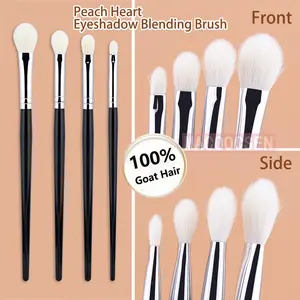 4pcs Makeup Eyeshadow Brush Set, Makeup Brushes Set, Peach Heart Design, 100% Goat Hair, Natural Fluffy Bristles, Durable Construction, Perfect for Eyeshadow Blending & Creasing
