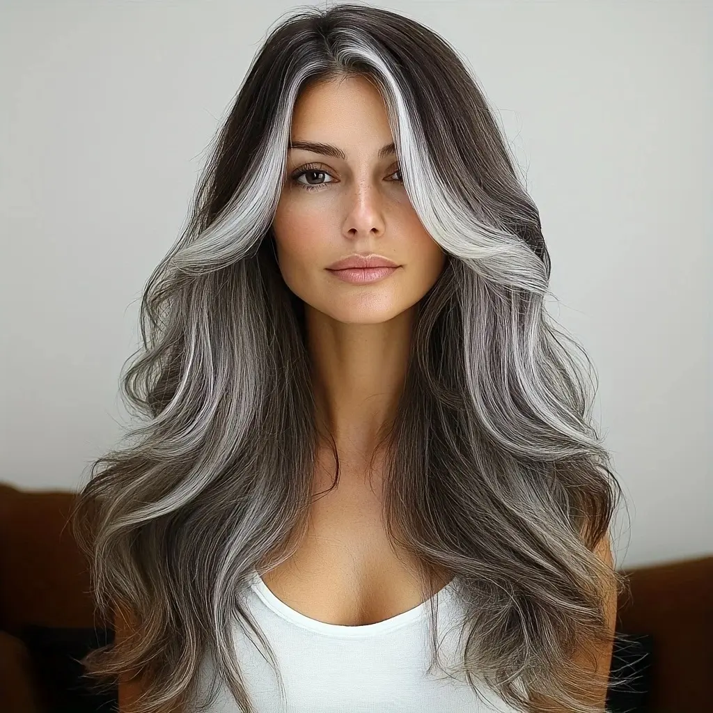 Ash Brown Balayage Beach Wave Wig | 24-inch Length | Adjustable Rose Cap | Seamless Color Transition Hair Highlight Blonde HD Lace Front