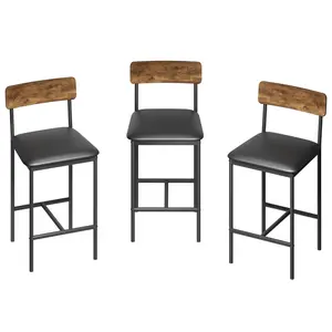 3-Piece Counter Height Dining Table Set for 2 – Bar Table with 3 Storage Shelves & 2 Upholstered Bar Stools – Space-Saving Kitchen Set for Small Spaces