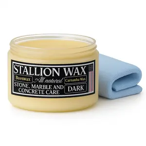 Marble Polish Cleaner Wax for Any Type of Countertop Stone - Carnauba Beeswax Coconut Oil Blend for Dark Color Countertop Surfaces Soapstone Granite and Slate - Made in USA