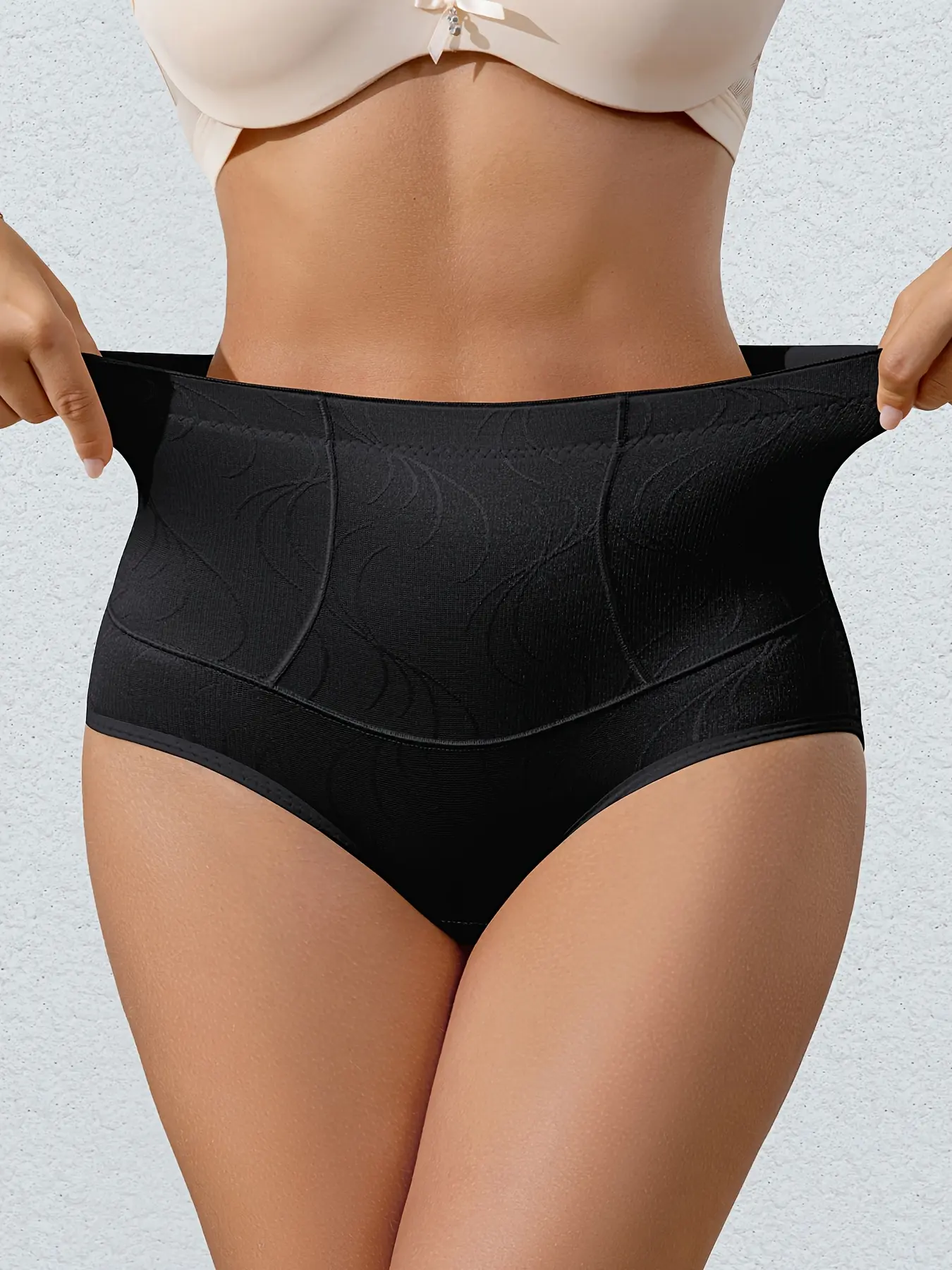 JUQDNX Women's High-Waisted Seamless Shapewear Briefs - Compression Fit, Tummy Slimmer, Butt-Lifting, Floral Mesh, Anti-Roll Elastane Underwear for Christmas, Party, Body Contouring, Chinese New Year, Children's Day, Halloween, Fantasy