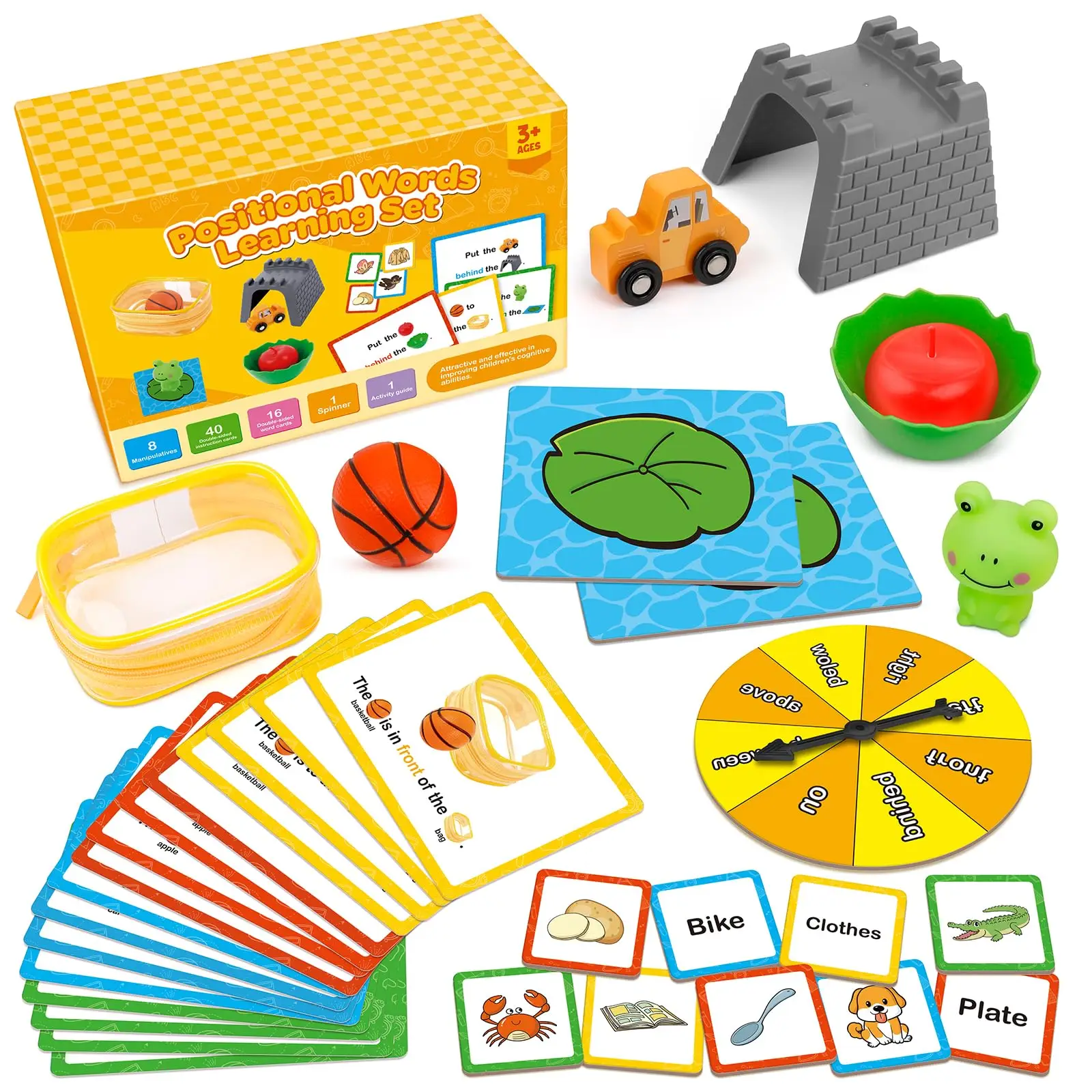 Positional Word Learning Set | Manipulatives Match Games | Educational Games for Ages 4+ | STEM Learning Activities | Flash Cards for Ages 3-5 | Fine