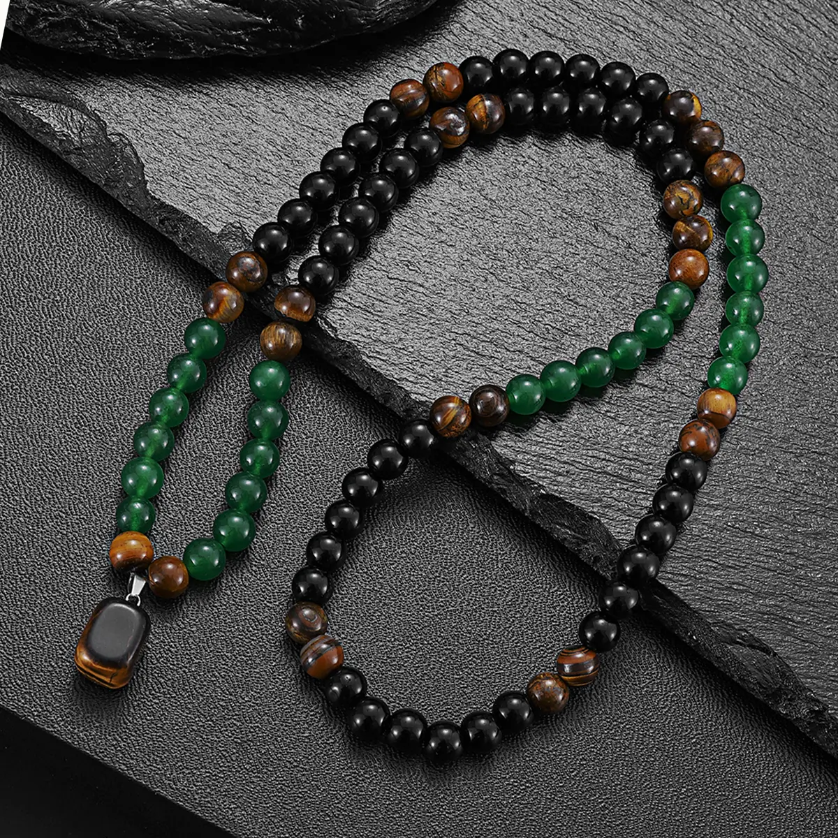 Money Necklace for Men Natural Crystal Black Obsidian Beaded Necklaces Money Necklace Wealth for Women Lucky Jewelry for Men Women