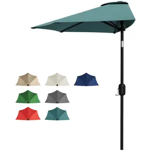 Garvee Patio Umbrella 9FT - Half Umbrella Outdoor with Smooth Crank Lift, Outdoor Shade Canopy for Patio, Backyard, Garden, Deck, Balcony (Turquoise, 9 Feet)