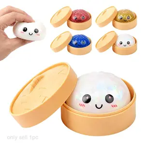 Dumpling Squishies, Kawaii Squishies, Glitter Dumpling Mystery Box, Colorful Dumplings Stress Balls Fidget Sensory Toy, Easter Basket Stuffers, Stocking Stuffers with Food Steamer Stretchy Desk Toys