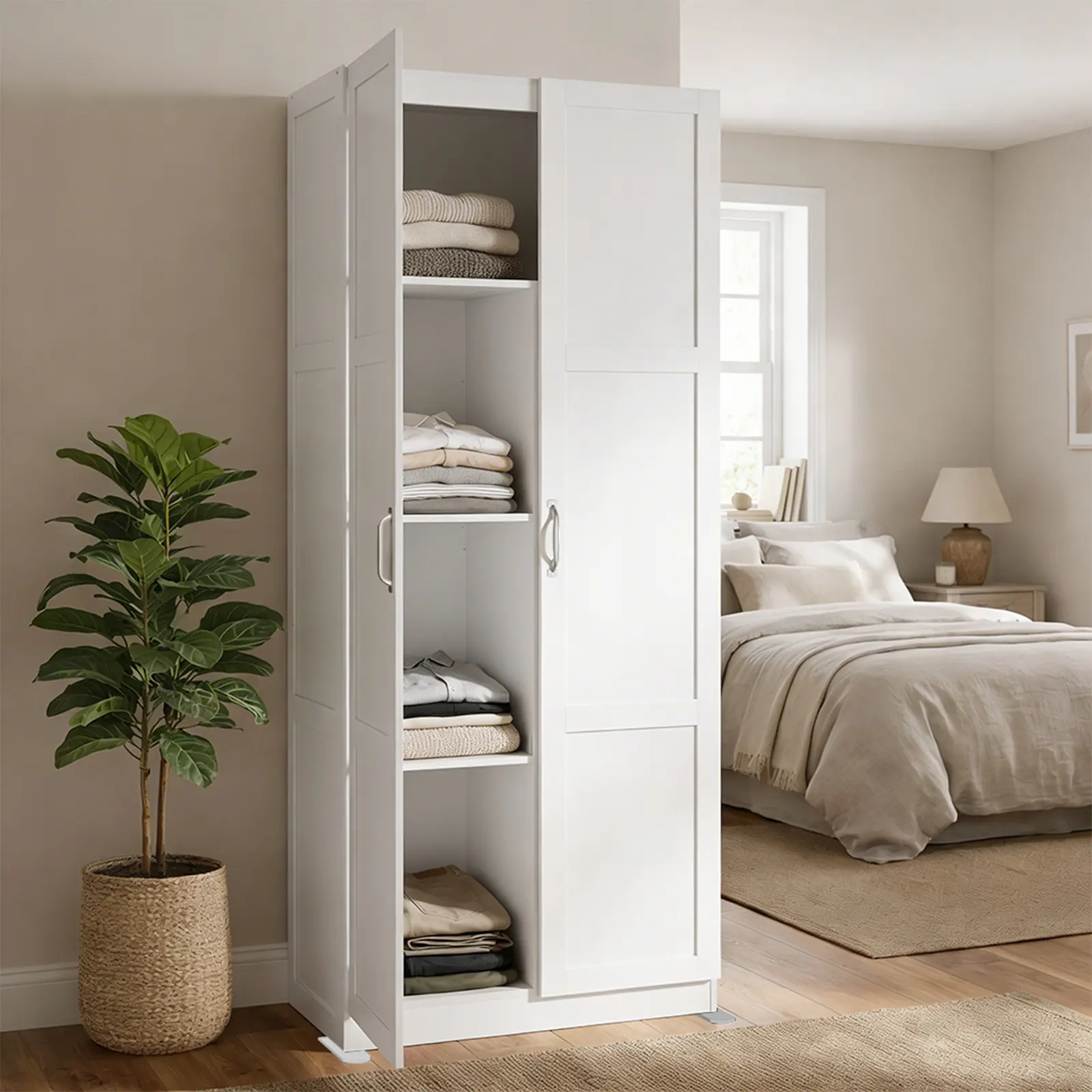 Office Storage Cabinet, Large Capacity Organizer, Wooden Bedroom Storage Unit for CD, Blankets and Books, Suitable for Living Rooms, Office and Study Rooms