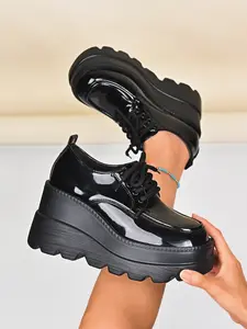 Women's Fashion Thick Sole High Heel Rubber Shoes, Casual Comfortable Daily Wear, Versatile Trendy Elegant Shoes for Everyday and Parties