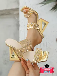 Fashionable Square Toe High Heel Sandals, Elegant Transparent Design Sandals for Party, Banquet, Trendy Exquisite Heeled Shoes for Women, Footwear