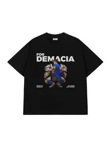 For Demacia Slay Oversized T-Shirt League of Legends Streetwear Unisex Cotton Black