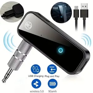 Wireless 5.0 Car Bluetooth Receiver Car 2-in-1 Wireless Transmitter and Receiver Adapter Hands-free 3.5mm Jack Suitable for car Audio System TV Computer Headphones Automotive