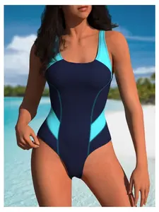 Women's One Piece Swimsuit Color Block Slimming Bathing Suit Midriff Cutout Swimwear for Teens & Adults - Trendy Beach Pool Summer Swimsuits