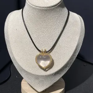 Premium Natural Rose Quartz Heart Pendant Copper Wire-Wrapped