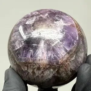 2.78” inch Polished Super 7 Seven Sphere w/ Stand Metaphysical Healing Reiki Crystal Ball Super Amethyst