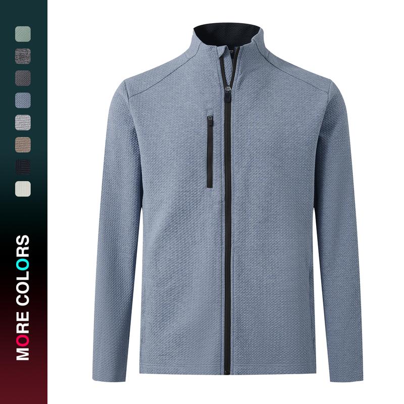 MAELREG Mens Winter Jacket Performance Thermal Stand Collar Full Zip Textured Insulated Casual Jacket with 5 Pockets