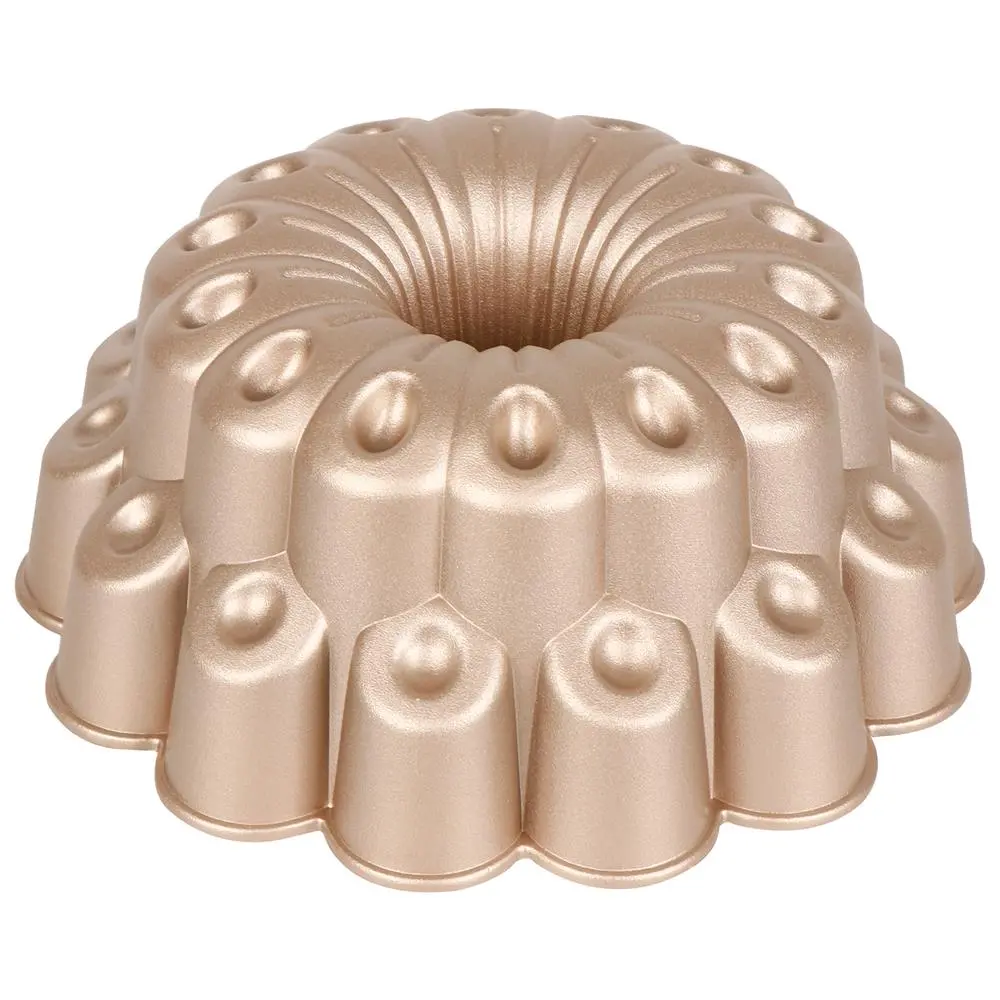 NutriChef 9 in Cast Aluminium Marquise Bundt Cake Pan - Nonstick, Heavy-Duty, Heat-Resistant Oven-Safe Bakeware with Fluted Edges, 9.6'' x 9.6'' x 3.9'' Baking Mold for Home Baking