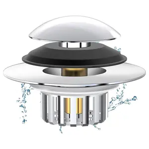 2-in-1 Bathtub Drain Stopper with Hair Catcher – Pop-Up Filter Basket for 1.45-1.8" Drains, Anti-Clogging Tub Plug