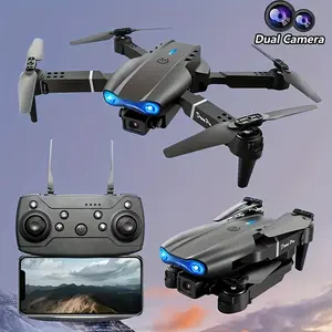 Dual Camera Drone E99 Remote Control with 2 Batteries Optical Flow Positioning One-Key Takeoff Landing Indoor Outdoor Beginner Gift Christmas Halloween Learning Repair Tool Playset Electronic Gadgets