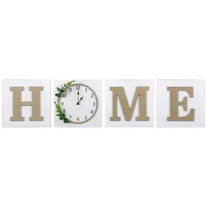 Young's, Inc. Wood Block HOME Wall Clock/Sign,Set of 4