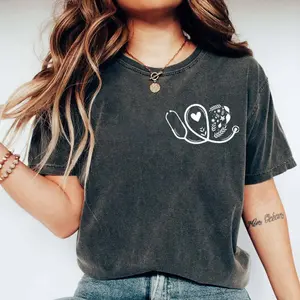 Cute Nurse T-Shirt, Floral Stethoscope T Shirt, Nursing School Gift, Healthcare Gift,  Medical Assistant Tees Comfort Top Womenswear Fabric