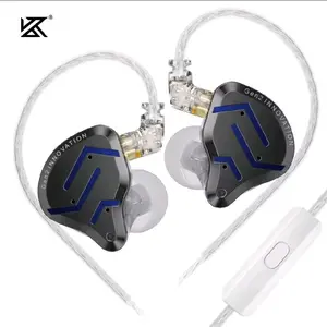 KZ ZSN Pro 2 Hybrid Dual Driver Hi-Fi IEM - Professional In-Ear Monitors with 1BA+1DD, Noise Isolating Wired Gaming Earbuds, Upgraded Super-Linear Sound, Detachable 2-Pin Cable - Available In Dark Blue, Silver, Golden