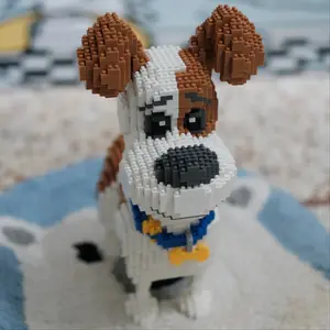 Cute Blue Collar Dog Building Blocks Model, Educational Toy for Kids, 3D Pixel Dog Blocks, Brick, Perfect Gift for Halloween, Birthday, Easter, Ramadan