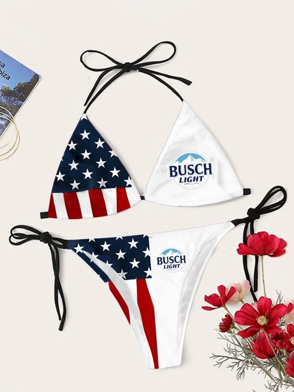 Busch Light Flag Drinking Triangle Bikini Set 85E