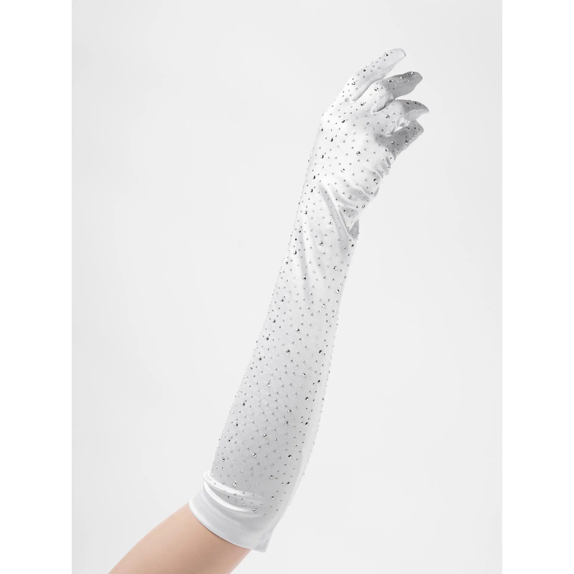 Maya 48" Rhinestone Bridal Satin Gloves