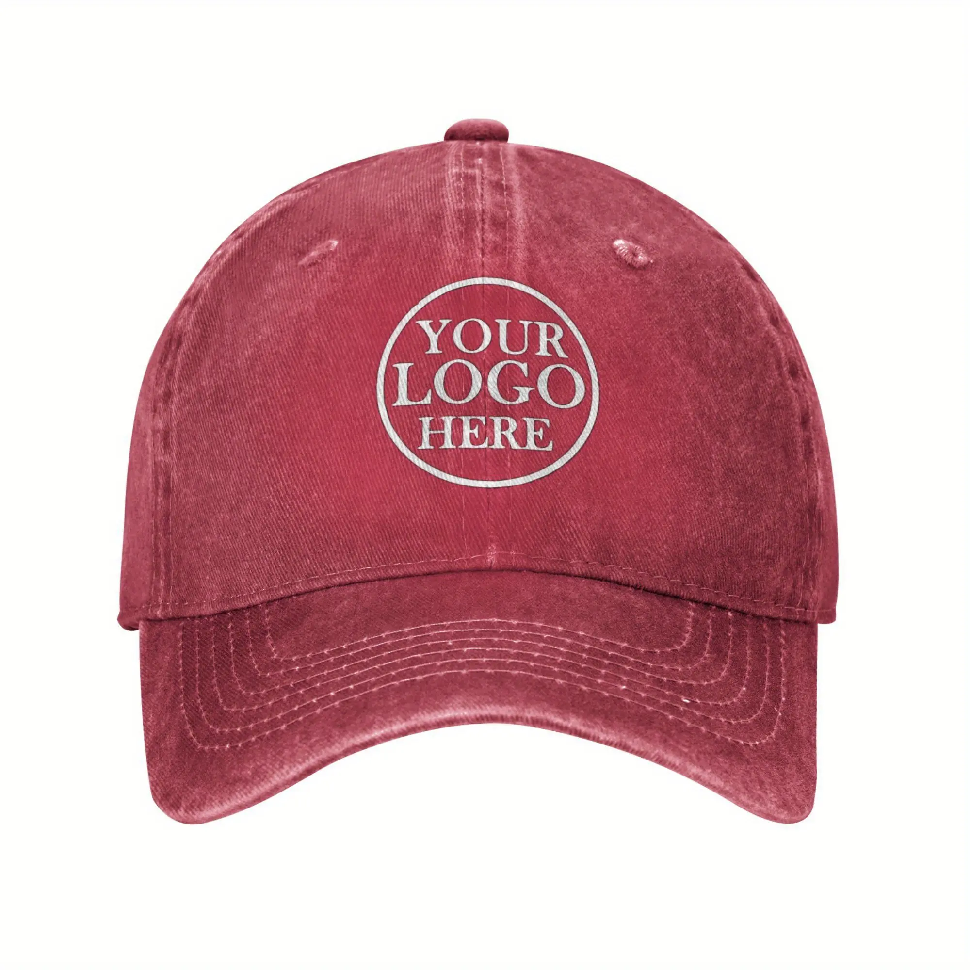 Unisex 100% Cotton Washed Denim Baseball Cap - Custom Photo/Logo, Casual, Breathable Holes, Curved Brim, Buckle Adjustable, Sturdy, All-Seasons, Hand Wash Only for Daily Outdoor Wear, Custom Logo