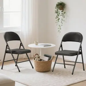 4-Pack Padded Cushion Folding Chairs, Portable Stackable Commercial Metal Chair with Steel Frame, 350lbs Capacity for Home Events, Office Use