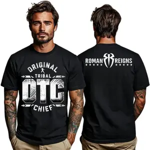 🤼💯[100%cotton][Graphic Tee]WWE Roman Reigns OTC T-Shirt Original Tribal Chief Smackdown Wrestling Graphic Tee Unisex Casual Classic Sports Shirt for Him & Her Athletic Fan Apparel Cotton Short Sleeve Streetwear Outfit Viral WWE Fan Merch Gym Casual Top