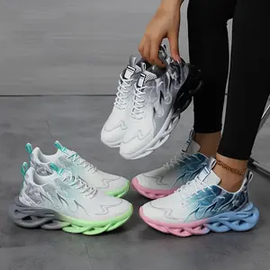 1 Pair Women'S Breathable Mesh Sneakers, Casual Lace-Up Round Toe Low Top Shoes with Phylon Sole, All-Season Comfortable Footwear