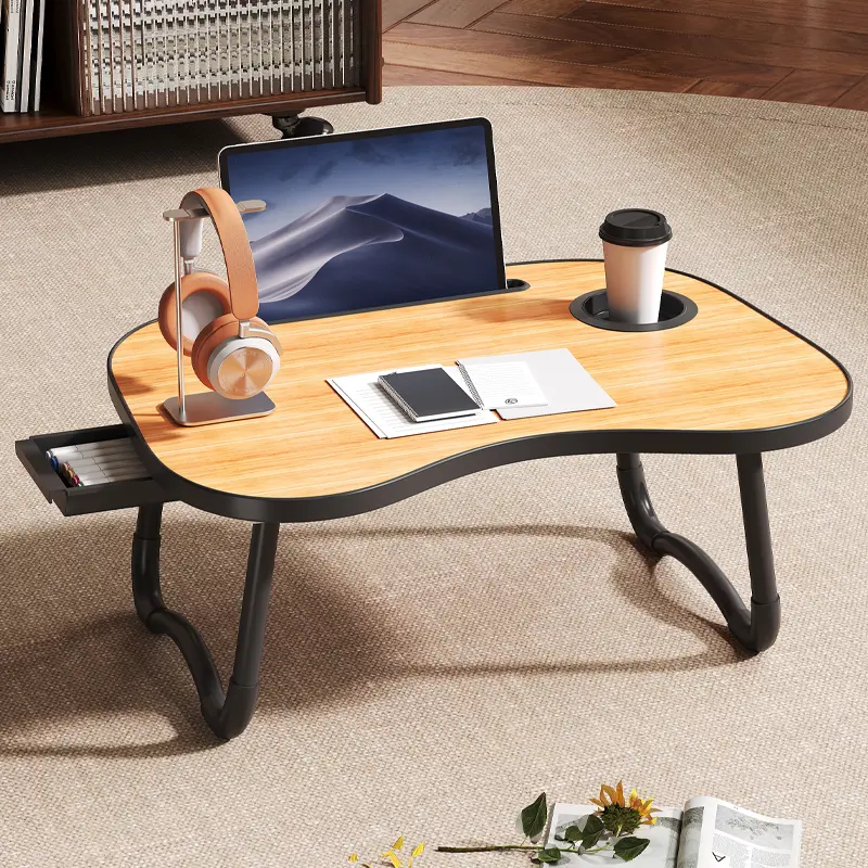 Laptop desk foldable, breakfast and afternoon tea tray with cup holder, phone stand, portable computer desk, bed, sofa, floor, read-write stand
