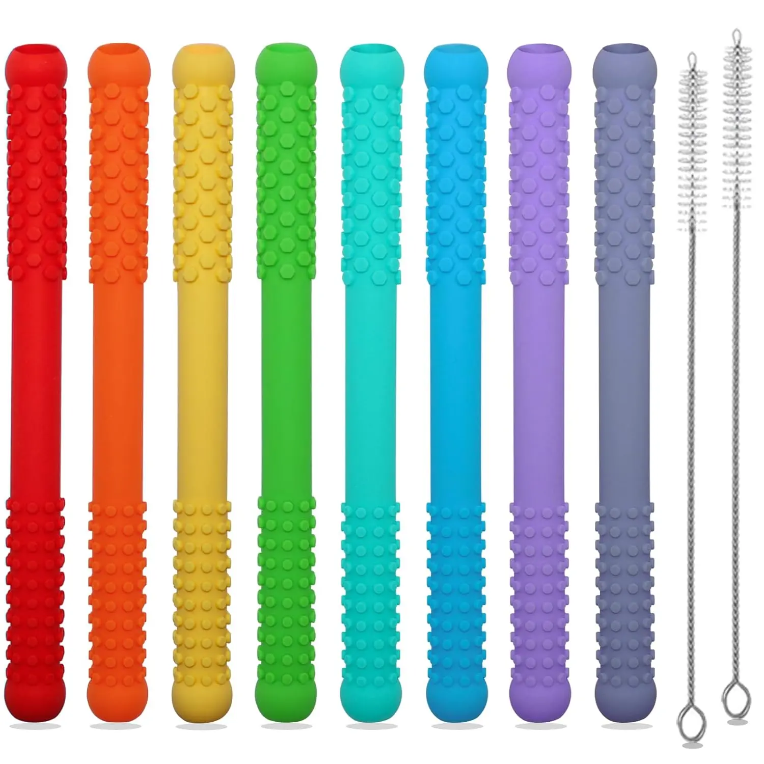 Teething Straws Sticks for Babies 6-12 12-18 Months, 8 Pack Teething Toys 3-6 Months, Silicone Teethers for Babies Toddlers Nursing Biting Chewing, Autism Chew Toys for Sensory Kids Teething Relief
