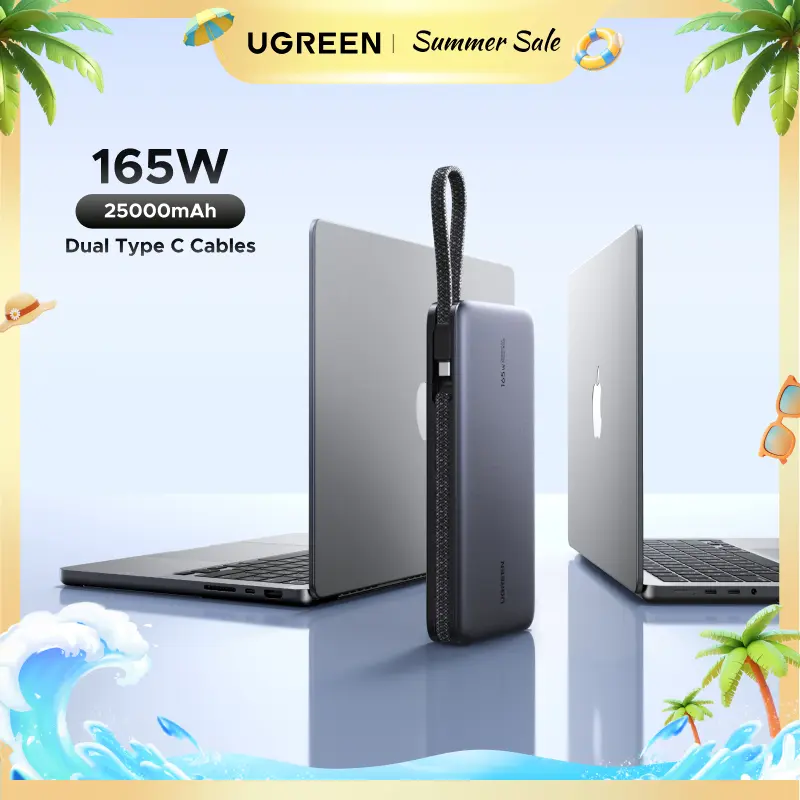 UGREEN 25000mAh PD145W PowerBank, 20000mAh PD100W Powerbank Fast Charging with Type C Cable for iPhone 17 16 Pro Max Chargeable Smartphone Accessories-Summer Sale