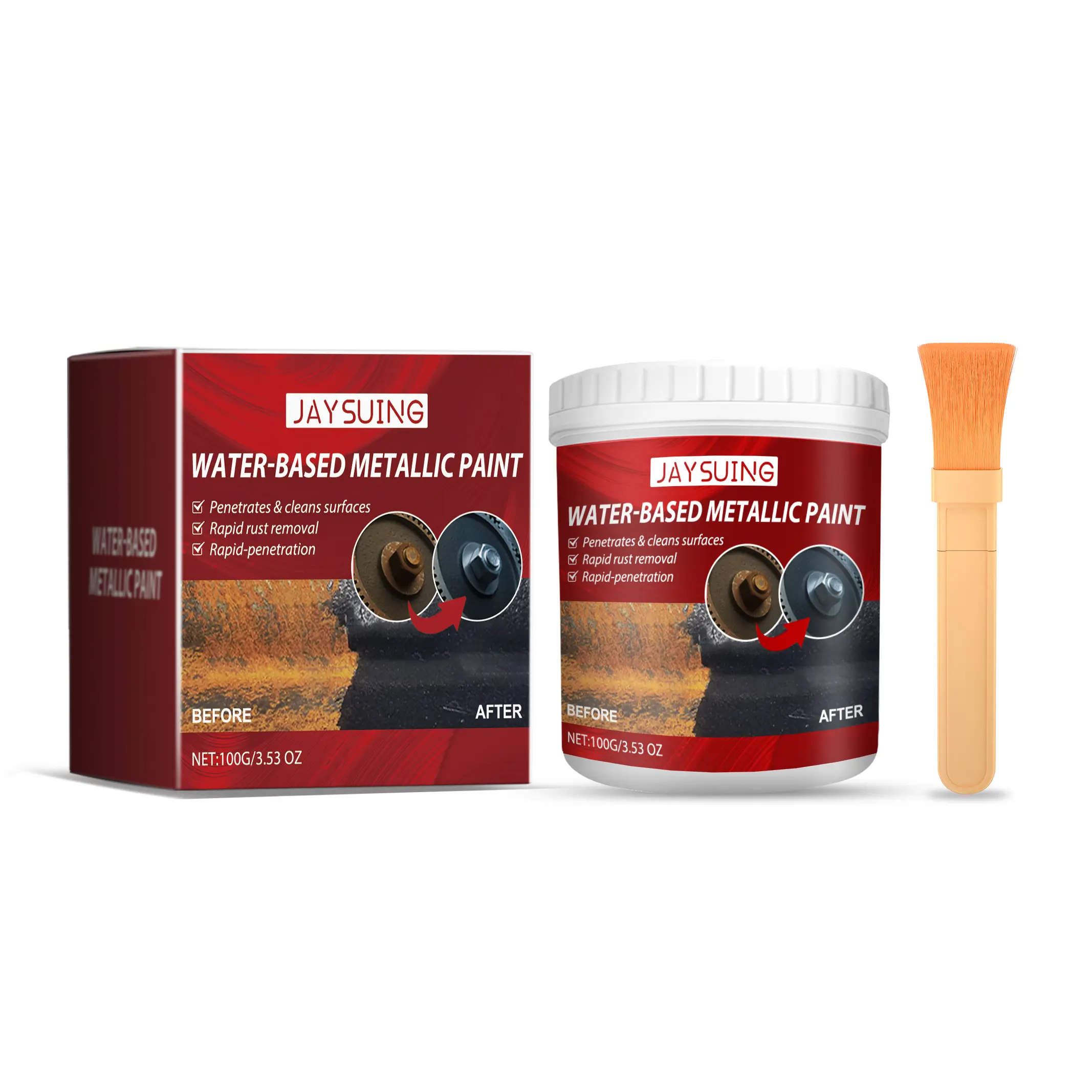 100g Rust Converter for Metal, 1Pcs Water-Based MetallicPaint Rust Removers with Brush, Anti-Rust Protection CarCoating Primer for Stopping and Preventing from SpreadingRust Corrosion Resistant