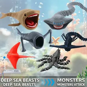 Articulated Deep Sea Monster 3D Printed Fidget Toy Set - TikTok Viral Flexible Sea Creatures, Stress Relief Sensory Toys for Kids & Adults