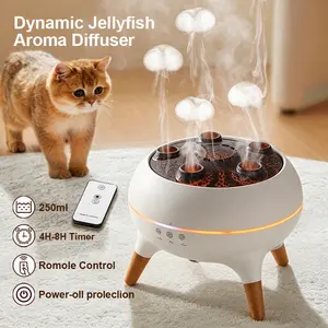 250ml Jellyfish Look Humidifier, Dynamic Aroma Diffuser with Sound-Reactive Mist Release, Multi-Color Light-Changing Remote Control & Smart Timer for Home Ambient Scenting