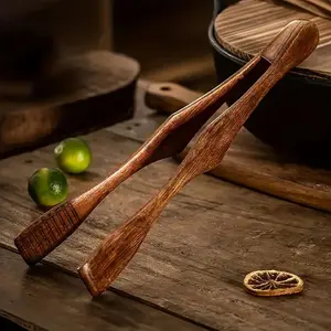 Wooden Food Tong, 1 Count High Temperature Resistant, Multipurpose Kitchenware Cooking Utensils for Steak, Fruit, Bread, Barbecue, Salad, BBQ Tools, Grilling Accessories, Barbecue Accessories